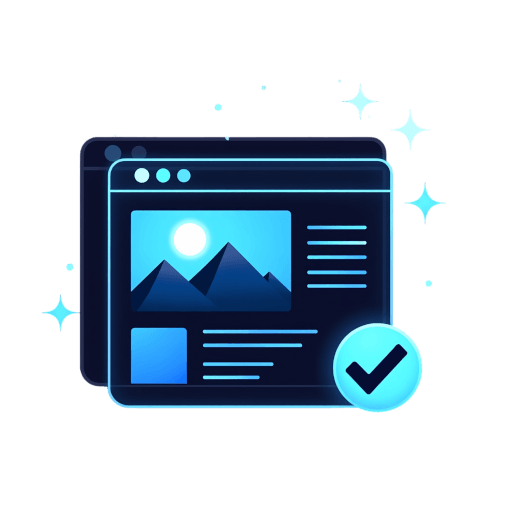 Icon interfață website cu cursor și bifă pentru web design premium și optimizare UX