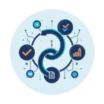 Icon link, grafic și rețea pentru Link Building și SEO Off-Page orientat spre autoritate.