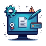 Icon rotiță cu avertizare pentru setări SEO incorecte, robots.txt, sitemap, canonical și noindex.
