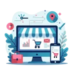 Icon interfață website și coș de cumpărături pentru web design și creare magazine online.