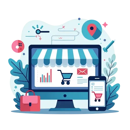 Icon interfață website și coș de cumpărături pentru web design și creare magazine online.